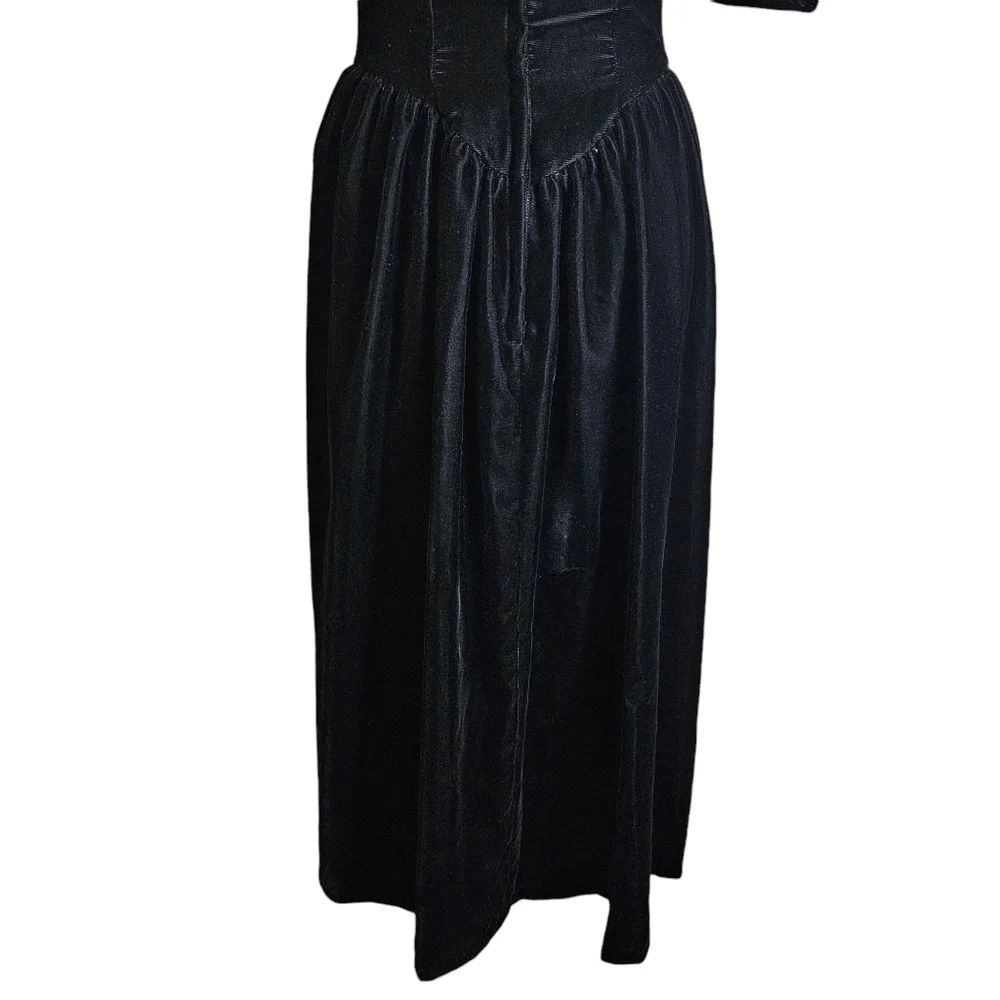 Vintage 80s Gunne Sax By Jessica McClinton Lace Collar Black Velvet Dress Sz 4 ? - Picture 9 of 16